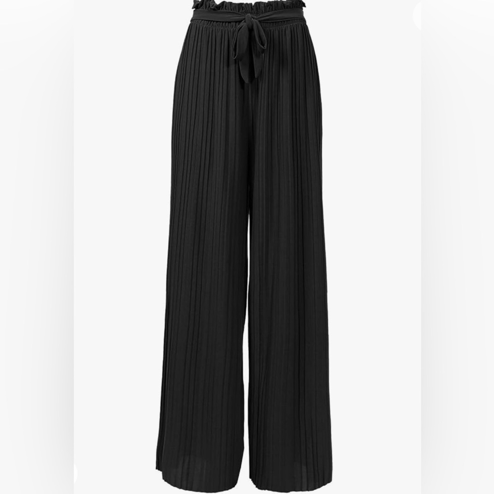 Womens Wide Leg Pleated Pants